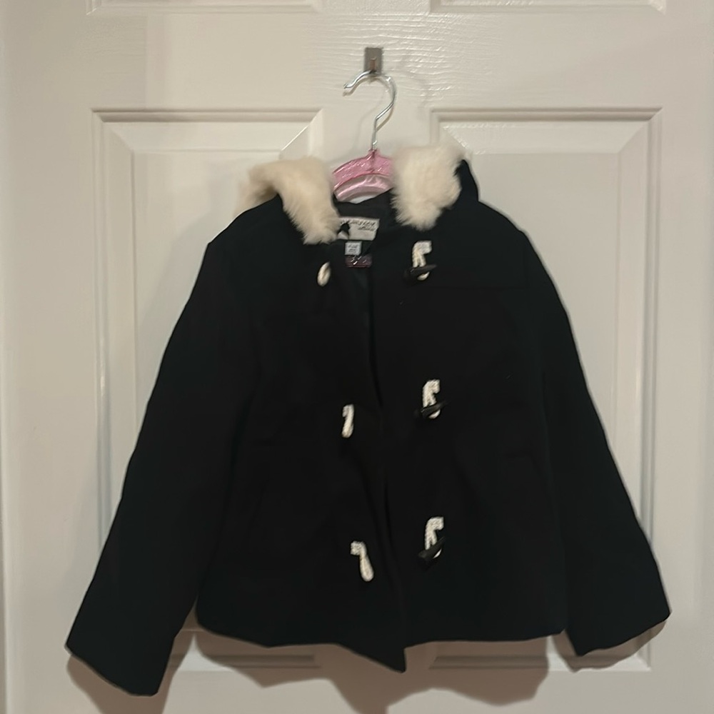 Janie And Jack Collection Girls Hooded Coat w Faux Fur Trim 5-6 Years